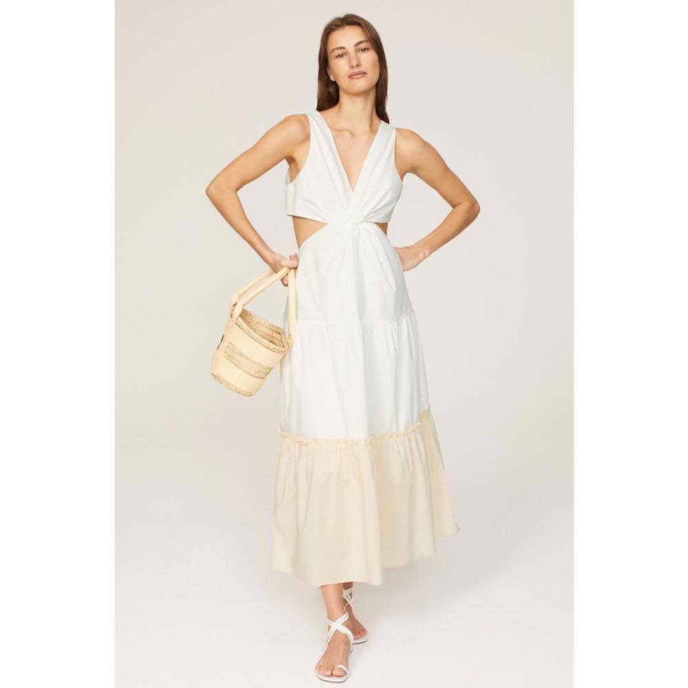 Endless Rose White Poplin Twist Front Maxi Size S with Stains